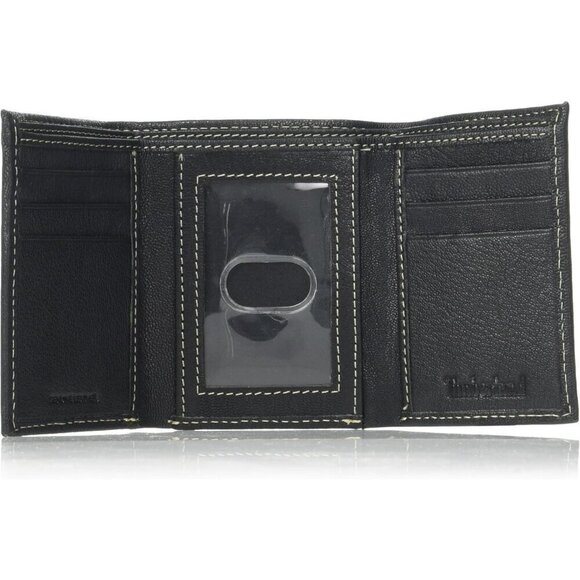 Men's Genuine Leather Black Rfid Blocking Trifold Wallet One Size - Picture 5 of 8